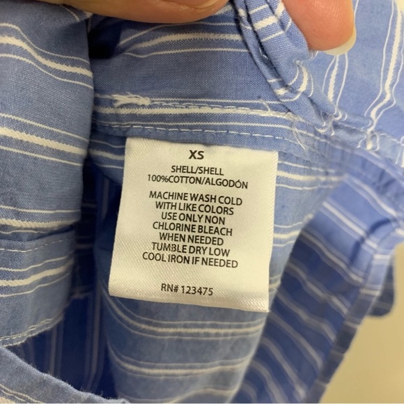 Elizabeth and James Textile classic blue striped button down shirt XS - Picture 5 of 5